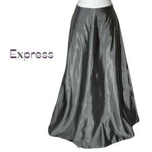 Express Metallic Gunmetal Gray WhimsiGoth Glam Maxi Skirt NWOT Size 3/4